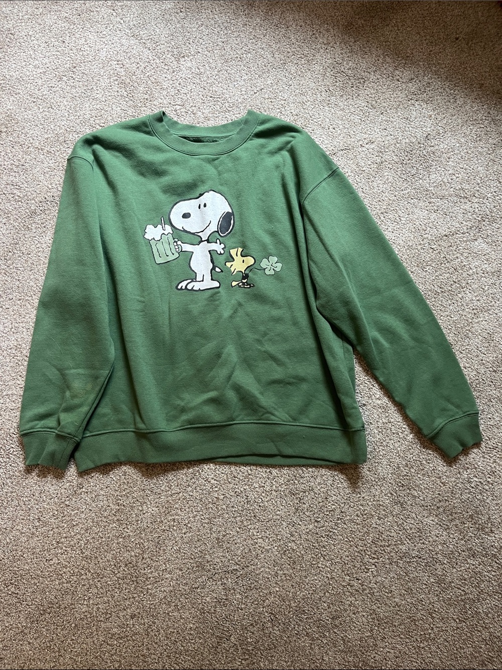 Peanuts Green Snoopy & Woodstock Crewneck Sweatshirt